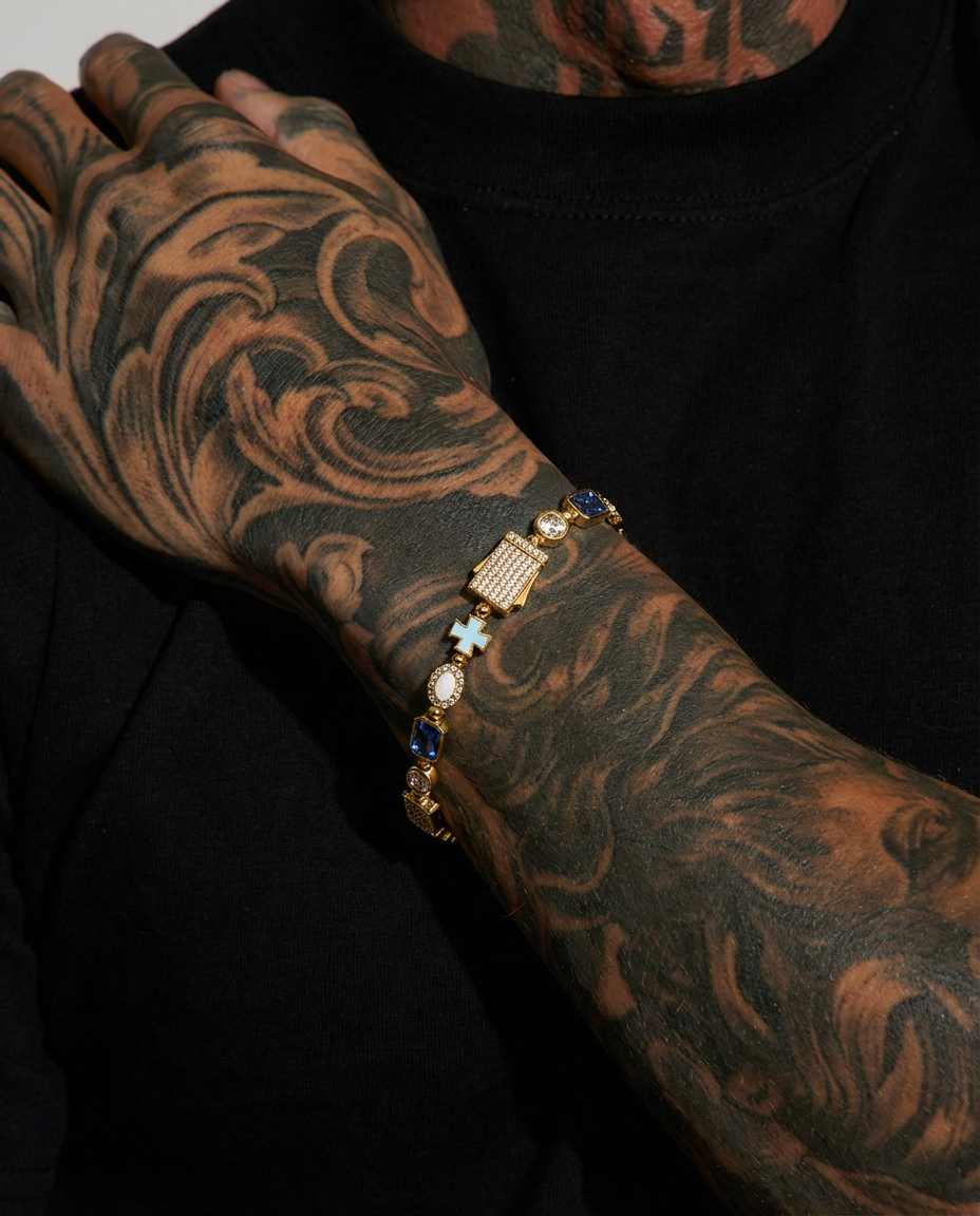 Blue Cross Gem Bracelet